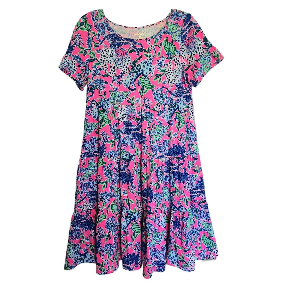 NWT Lilly Pulitzer Jodee Swing Dress Plumeria Pink Untamed Hearts Leopard XS